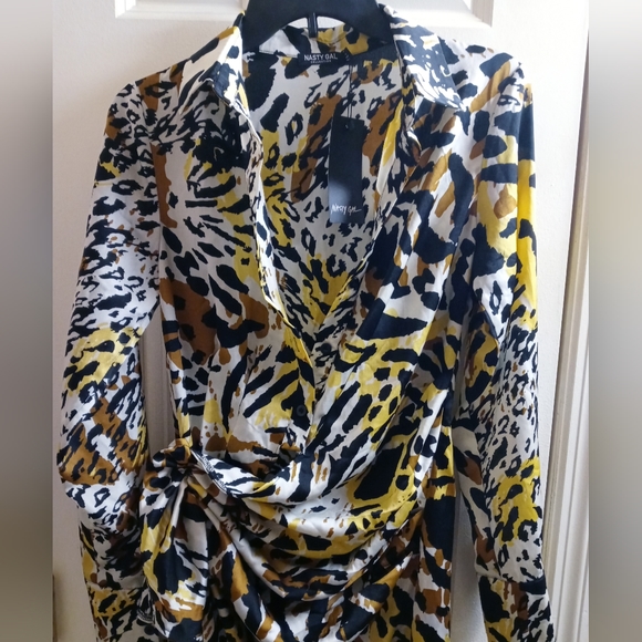 Nasty Gal Dresses & Skirts - NASTY GAL LONG THIGH HIGH SPLIT DRESS w/side tie sz 2 US women